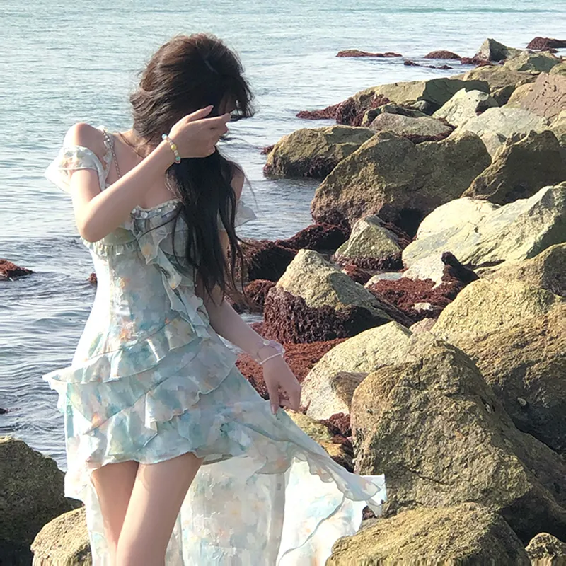Flowers In Water Slip Dress Women's-2