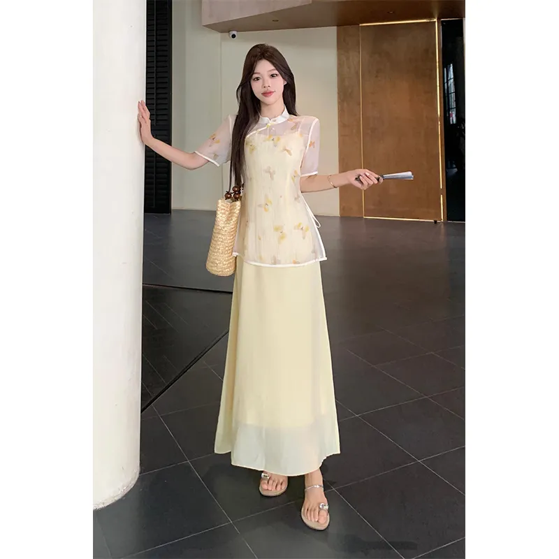 Flowers In Water Skirt Set Women's-2