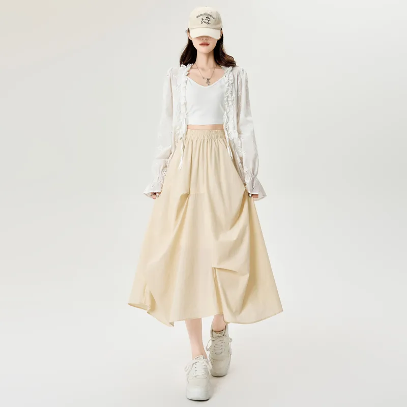 Flowers In Water Casual Long Skirt Women's-12