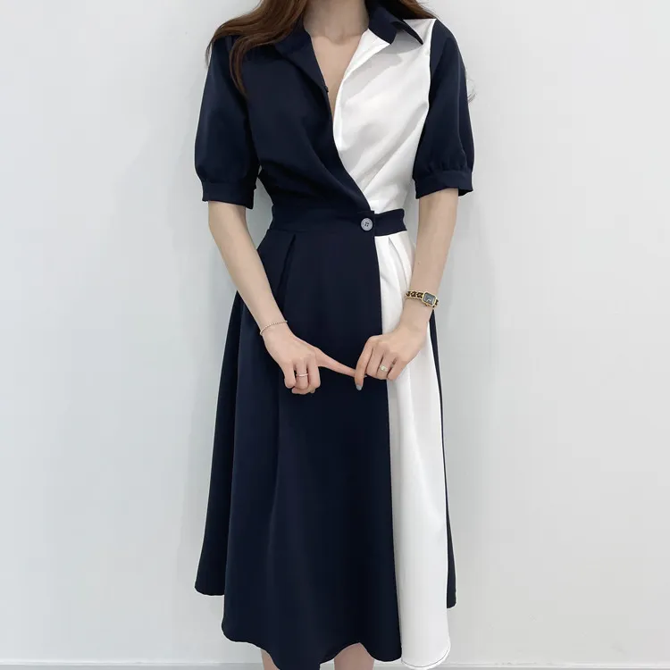 Flowers In Water Short Sleeved Dress Women's-7