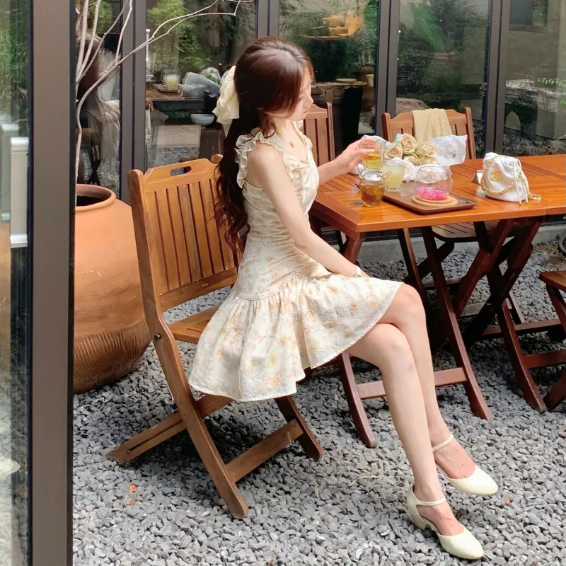 Flowers In Water Slip Dress Women's-5