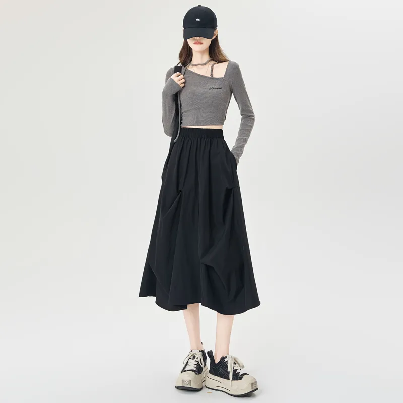 Flowers In Water Casual Long Skirt Women's-5
