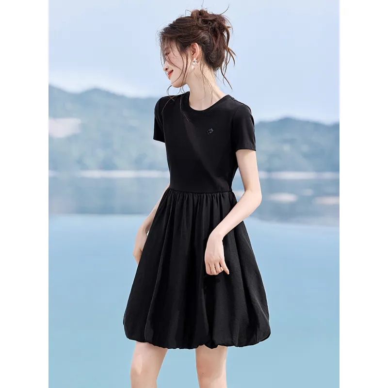 Flowers In Water Short Sleeved Dress Women's-2