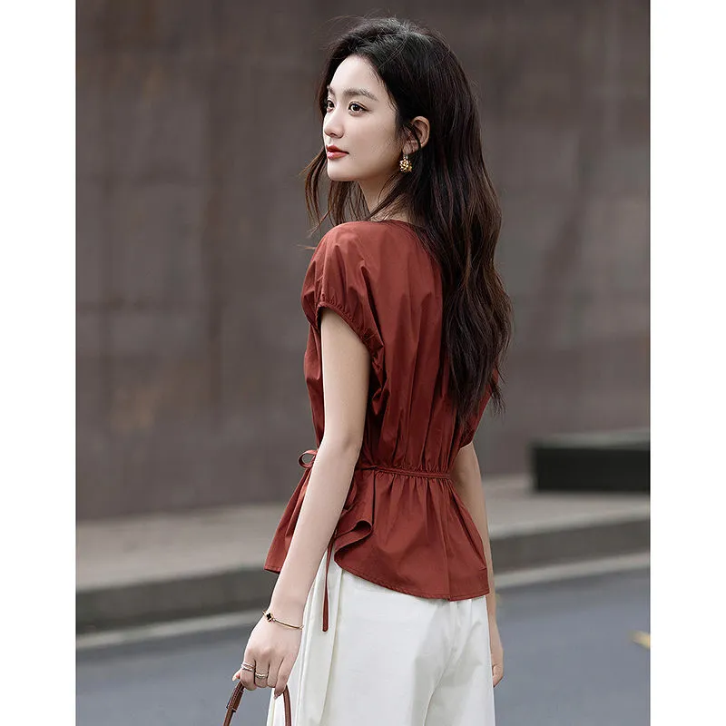 Flowers in water Shirts Women's Brick Red-5