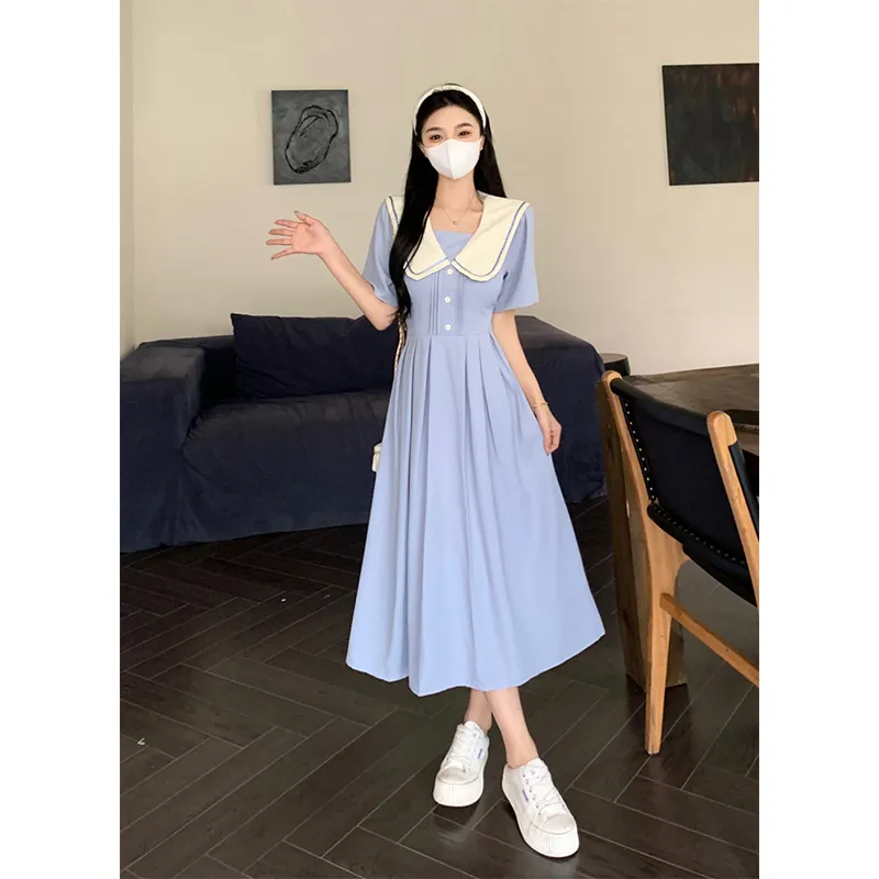 Flowers In Water Short Sleeved Dress Women's-5