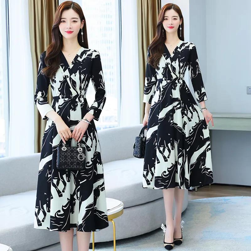 Flowers In Water Long Sleeved Dress Women's-3