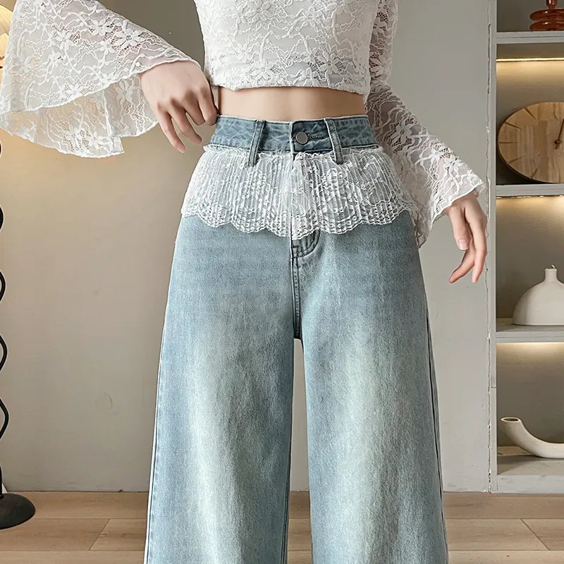 Flowers In Water Jeans Women's Light Blue-4