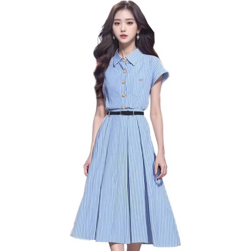 Flowers In Water Short Sleeved Dress Women's-1