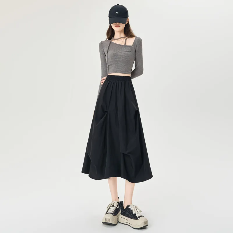 Flowers In Water Casual Long Skirt Women's-6