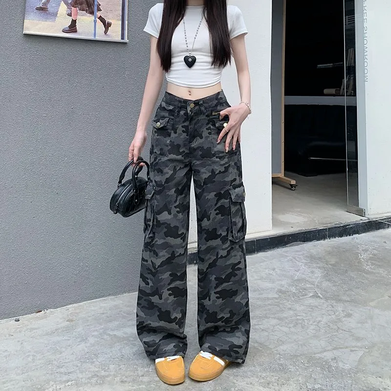 Flowers in water Jeans Women's Camouflage-4