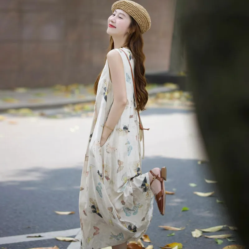 Flowers In Water Sleeveless Dress Women's-3