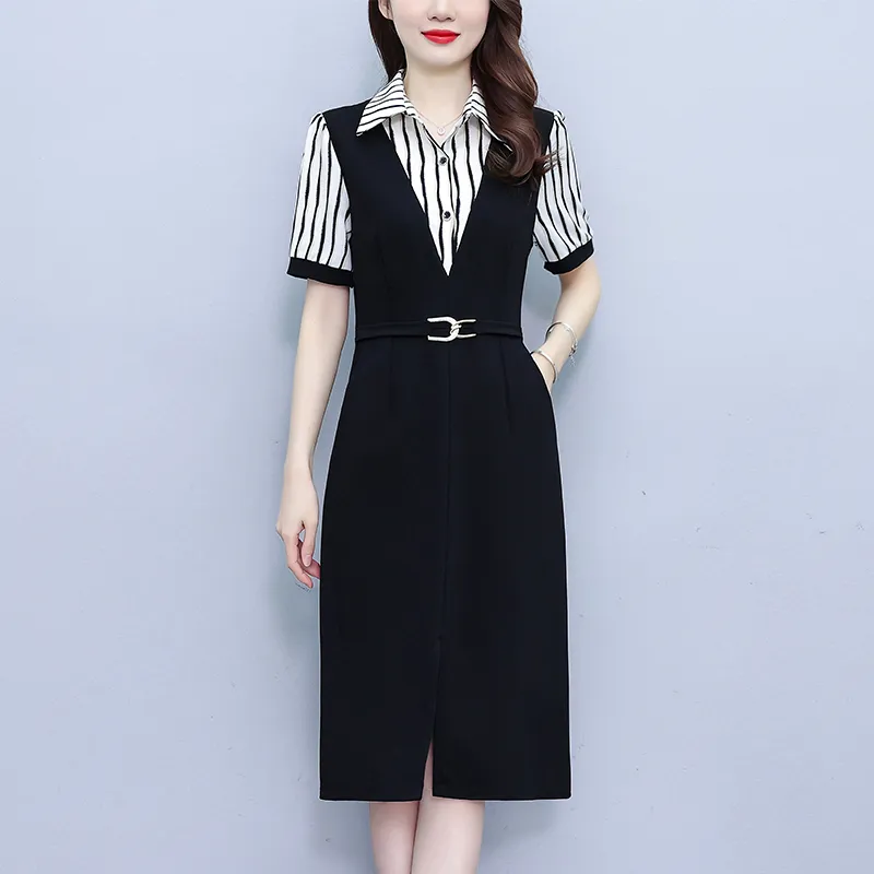 Flowers In Water Short Sleeved Dress Women's-2