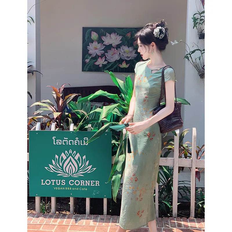 Flowers In Water Short Sleeved Dress Women's-2