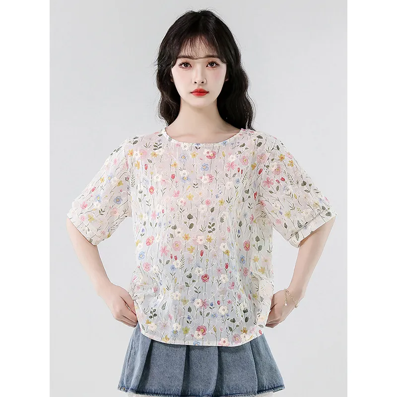 Flowers In Water T Shirt Women's-4