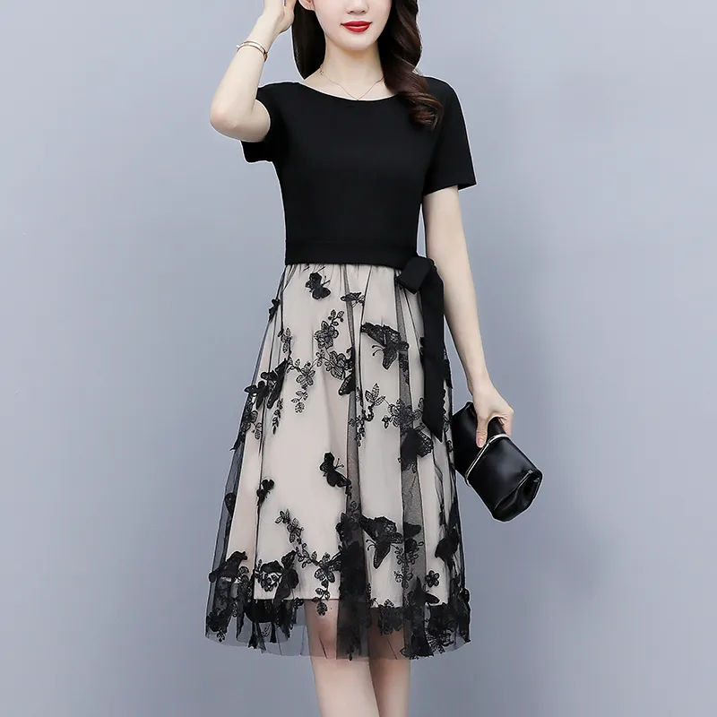Flowers In Water Short Sleeved Dress Women's-2