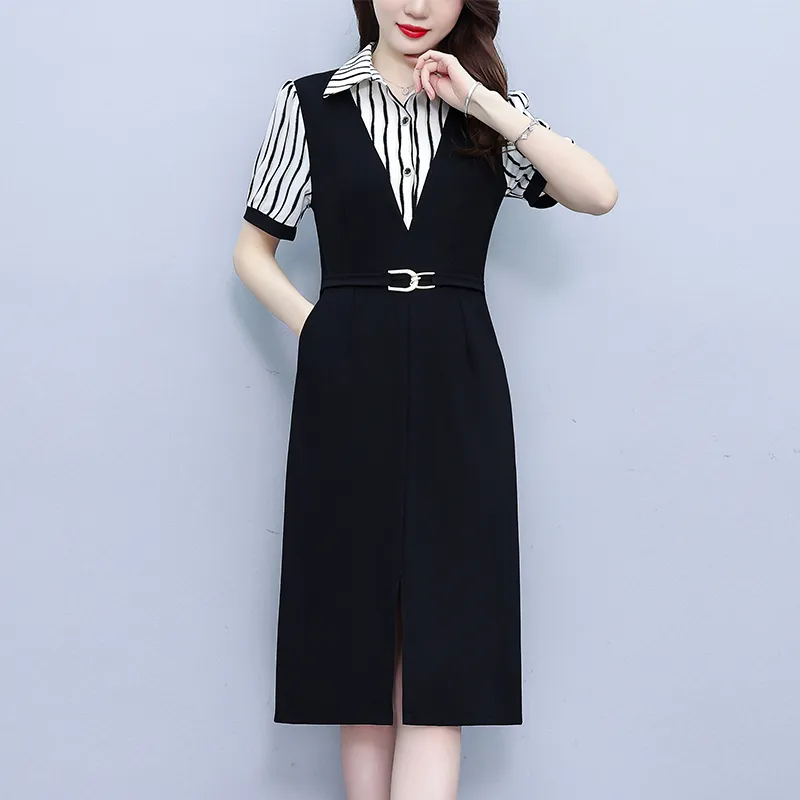Flowers In Water Short Sleeved Dress Women's-3