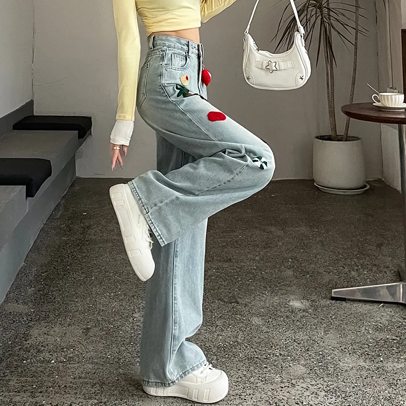 Flowers In Water Jeans Women's Light Blue-5