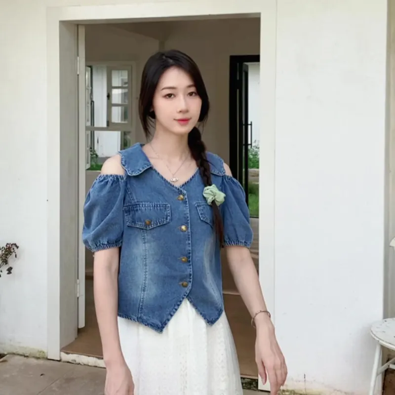 Flowers In Water Shirt Women's Blue-1