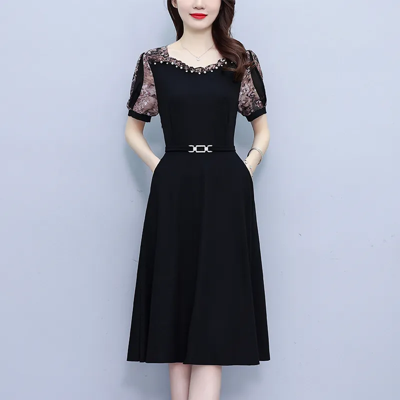 Flowers In Water Short Sleeved Dress Women's-2