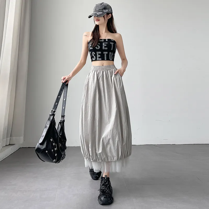 Flowers In Water Casual Long Skirt Women's-12