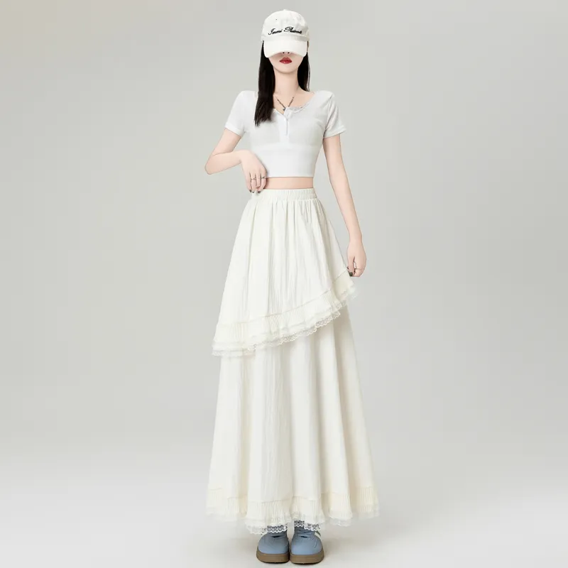 Flowers In Water Casual Long Skirt Women's-8