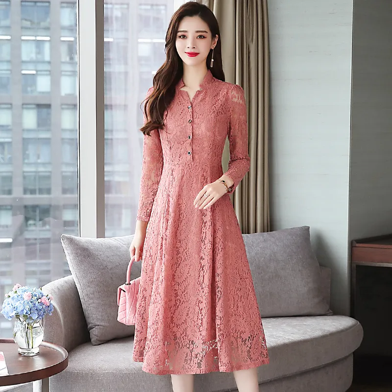 Flowers In Water Long Sleeved Dress Women's-2
