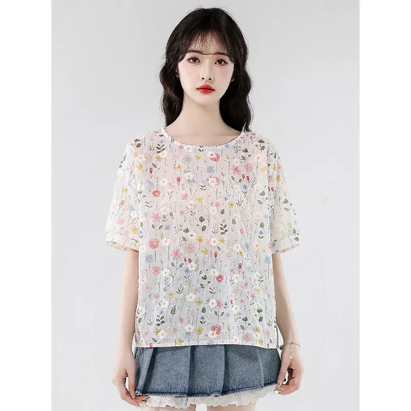 Flowers In Water T Shirt Women's-5