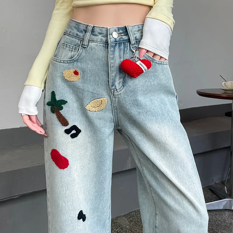 Flowers In Water Jeans Women's Light Blue-3