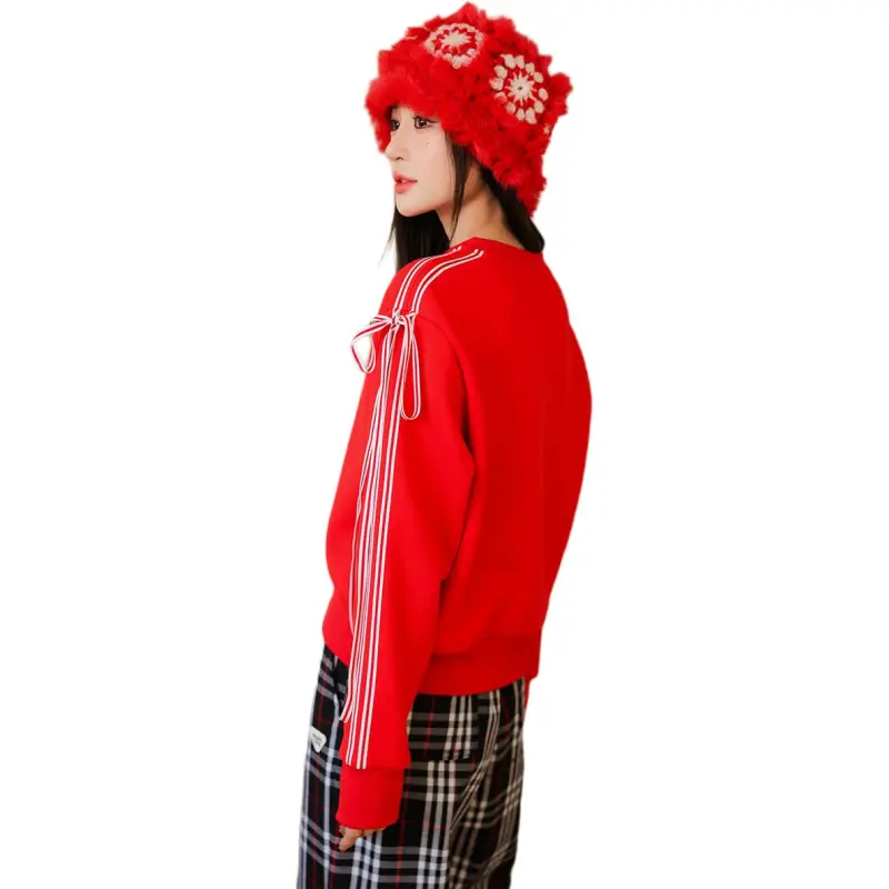 Flowers In Water Sweatshirt Women's Red-1