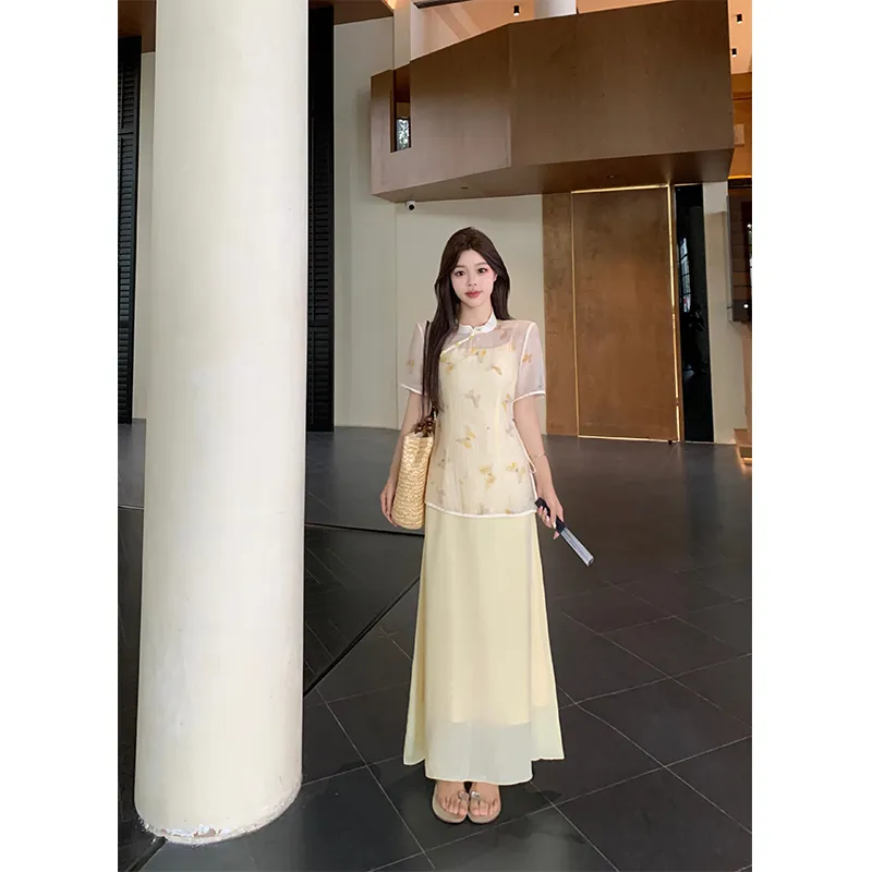 Flowers In Water Skirt Set Women's-6