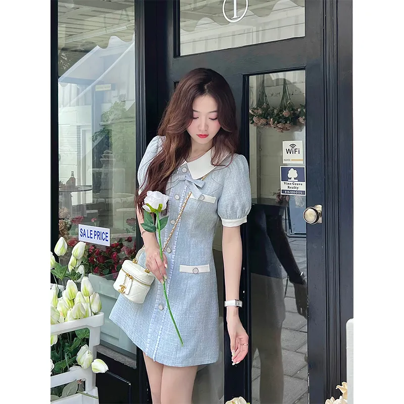 Flowers In Water Short Sleeved Dress Women's-1