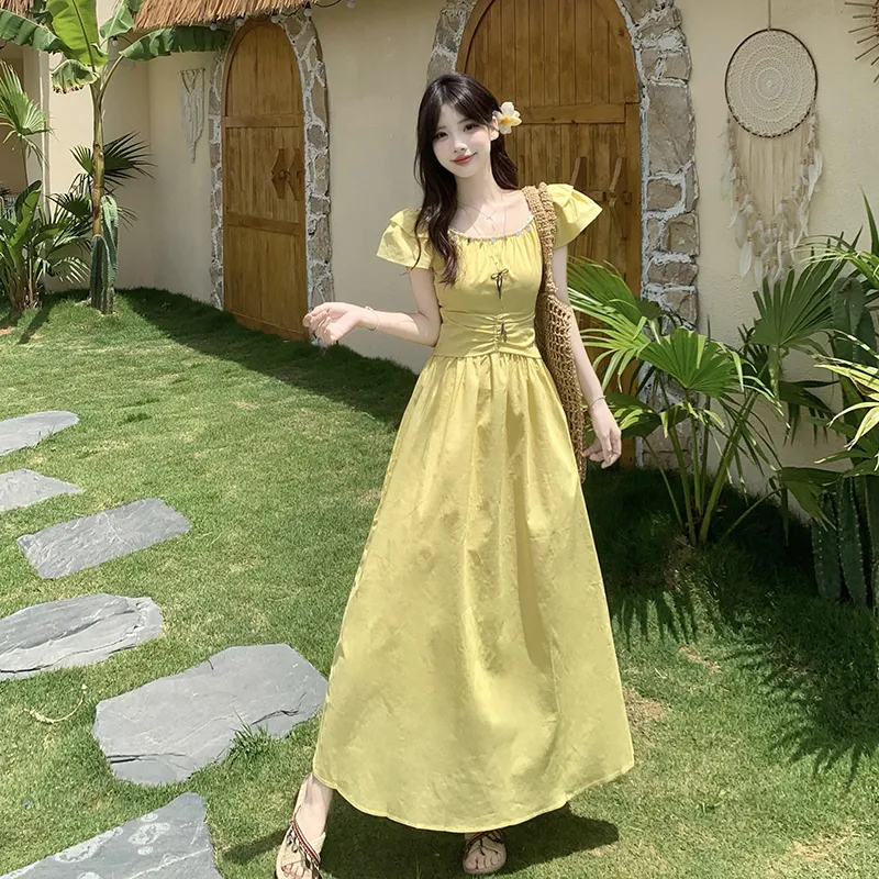 Flowers In Water Short Sleeved Dress Women's-12