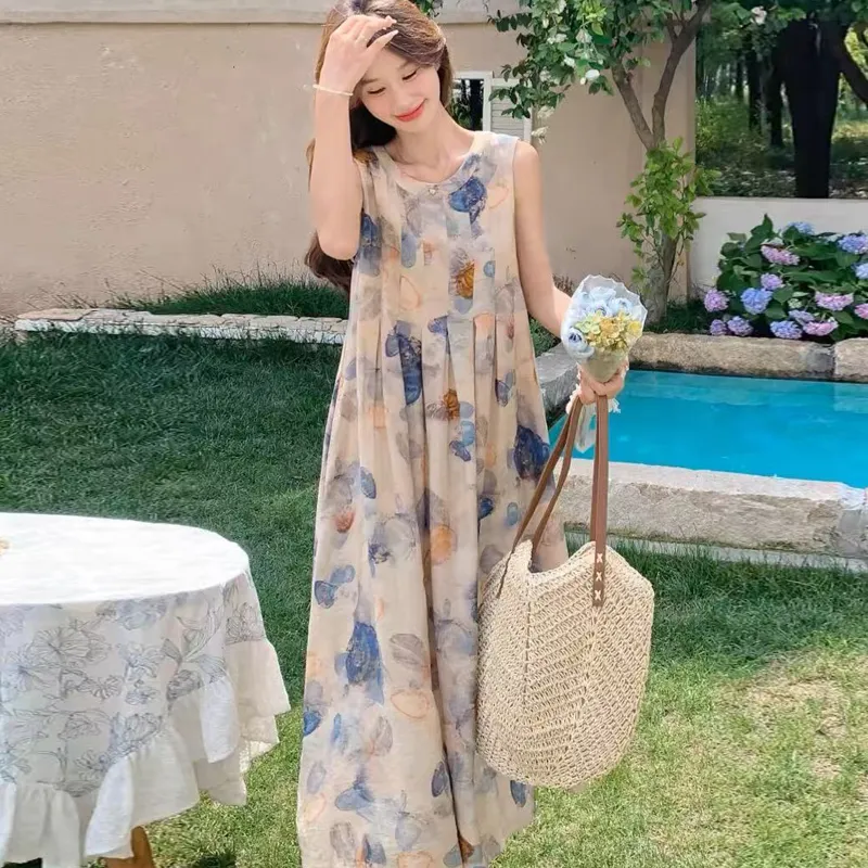 Flowers In Water Sleeveless Dress Women's-6