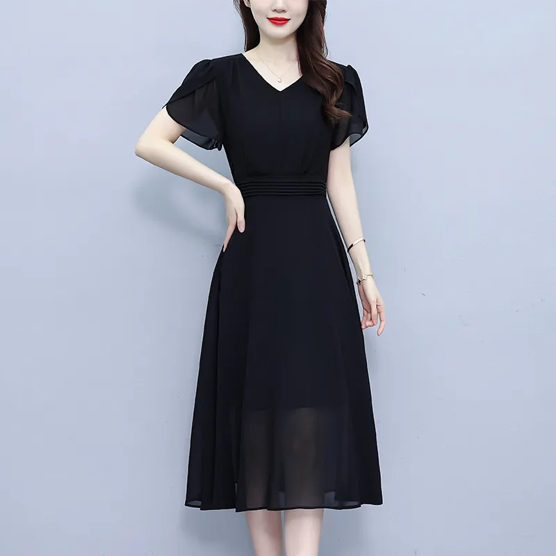 Flowers In Water Short Sleeved Dress Women's-2