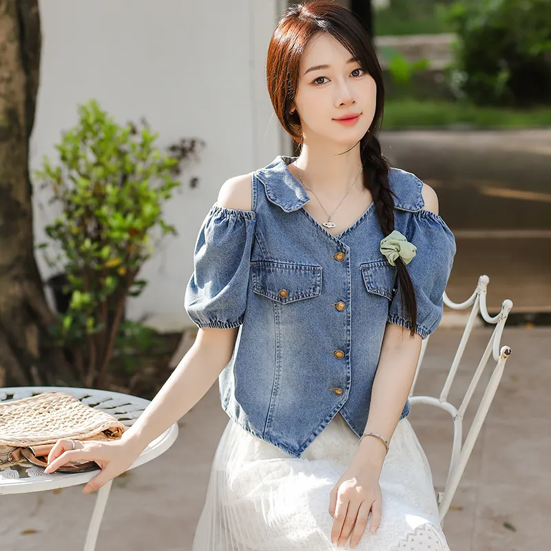 Flowers In Water Shirt Women's Blue-4