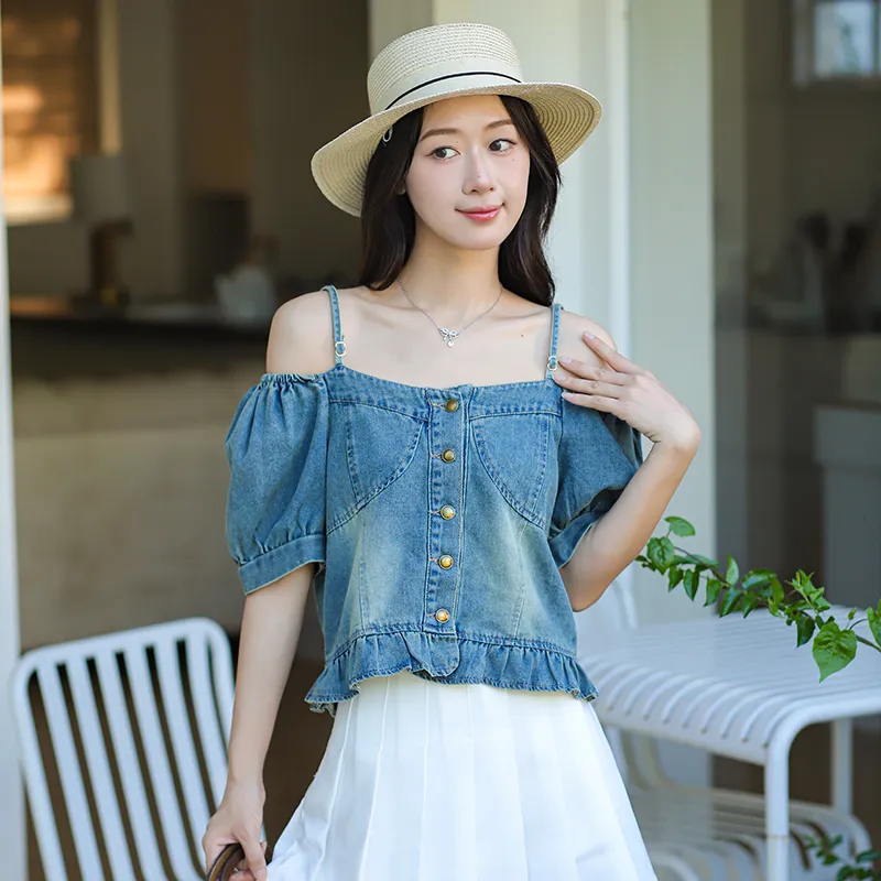 Flowers In Water T Shirt Women's Blue-4