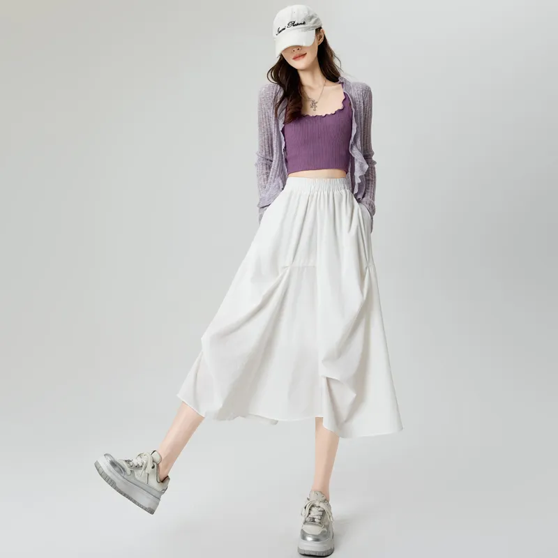 Flowers In Water Casual Long Skirt Women's-3