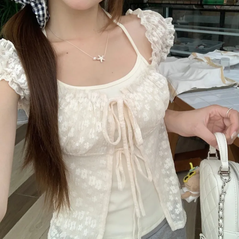 Flowers In Water Flutter Sleeve T Shirt Women's-2