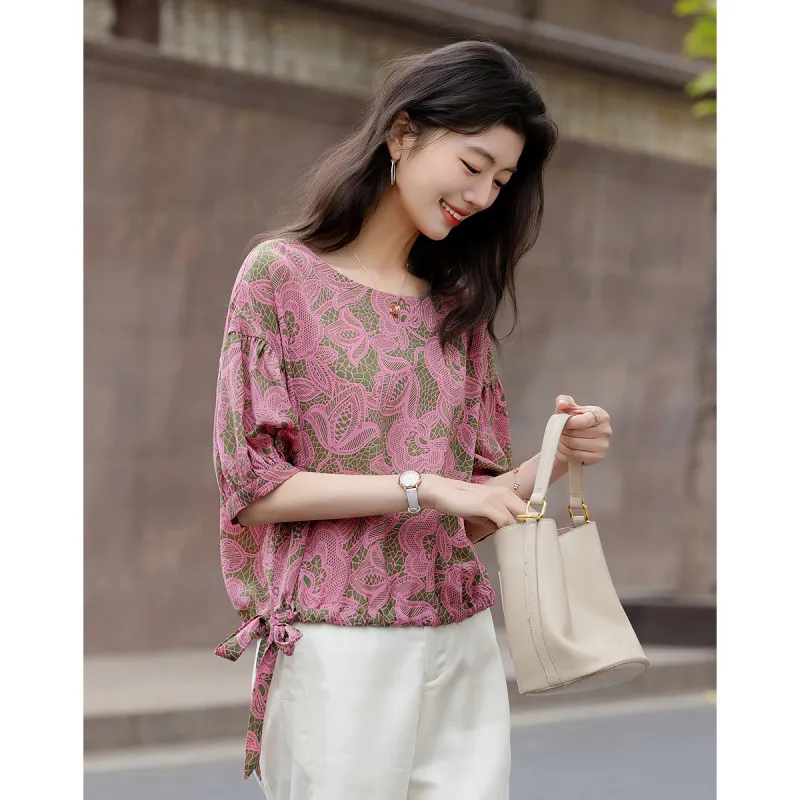 Flowers in water Shirts Women's Rouge Red-2