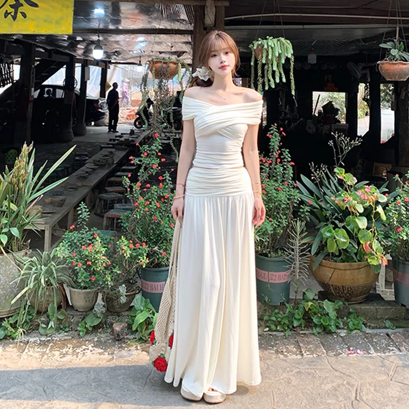 Flowers In Water Skirt Set Women's White-1