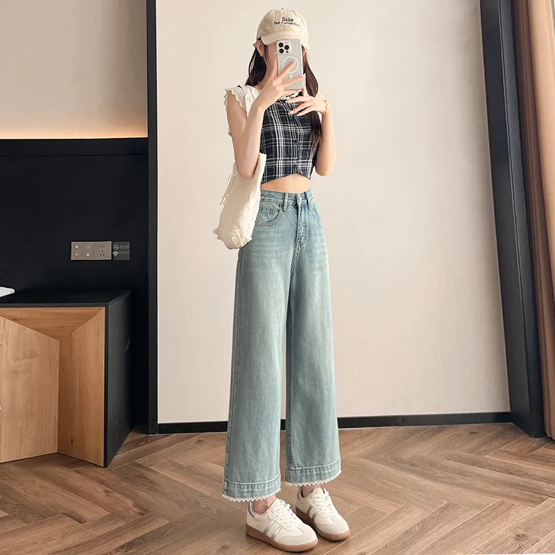 Flowers In Water Jeans Women's Vintage Blue-1