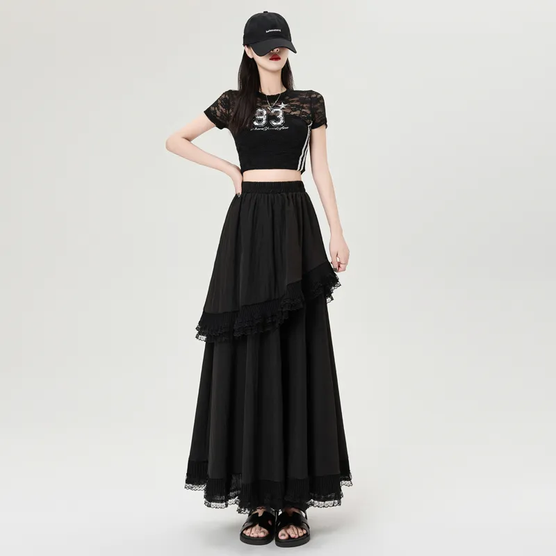 Flowers In Water Casual Long Skirt Women's-4