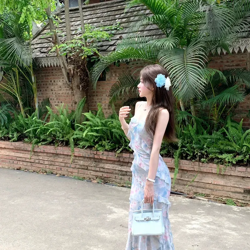 Flowers In Water Slip Dress Women's-1