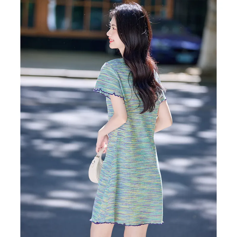 Flowers In Water Short Sleeved Dress Women's-6