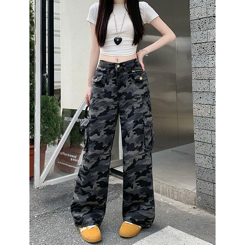 Flowers in water Jeans Women's Camouflage-5