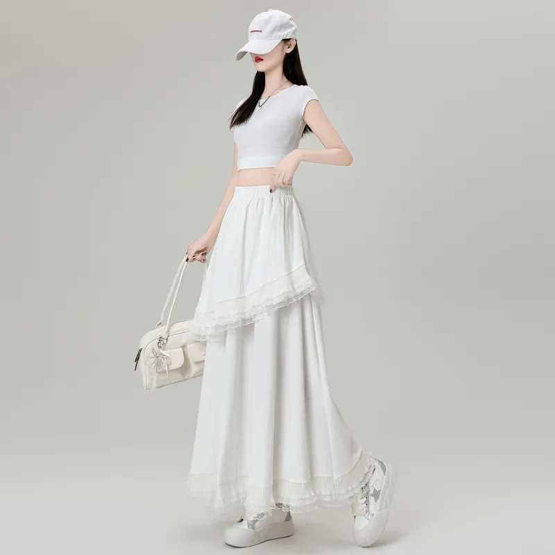Flowers In Water Casual Long Skirt Women's-2