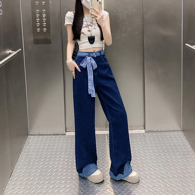Flowers In Water Jeans Women's Blue-3
