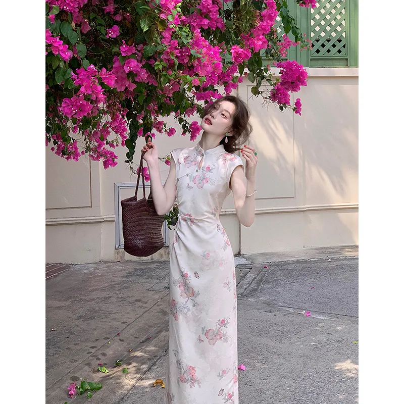 Flowers In Water Short Sleeved Dress Women's-7