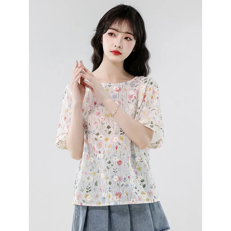 Flowers In Water T Shirt Women's-2