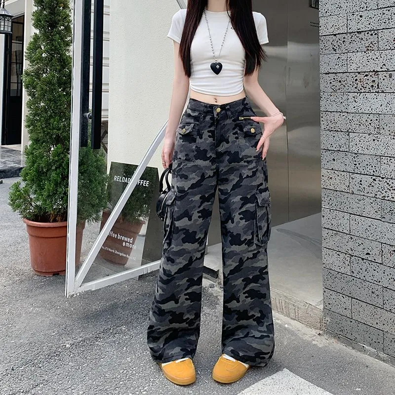 Flowers in water Jeans Women's Camouflage-6